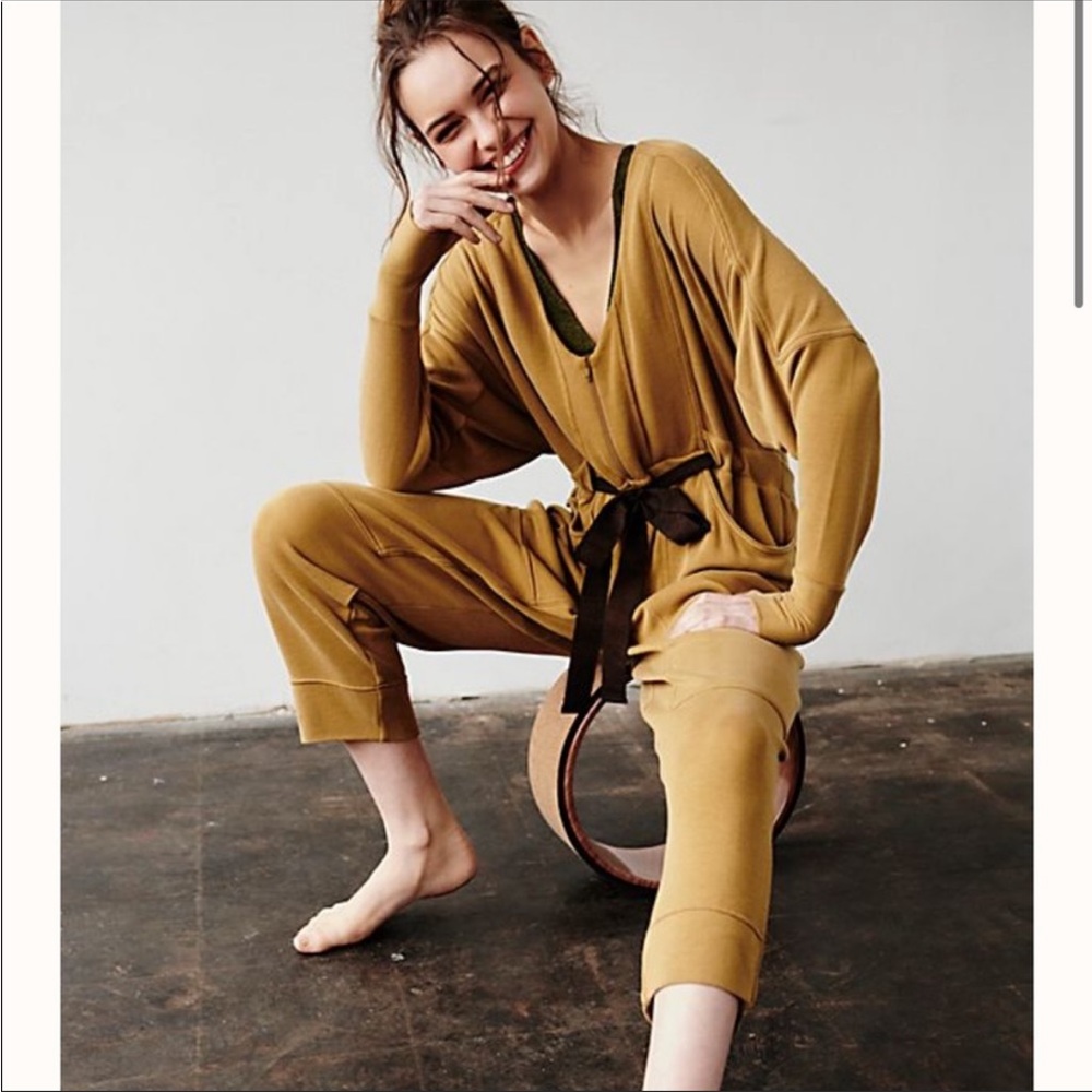 Free People Movement Feeling good Ochre Jumpsuit